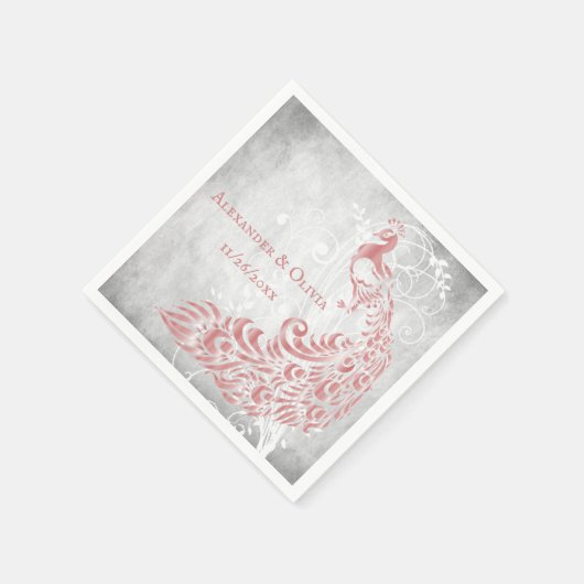 Roze Peacock Leaf Vine Vrijgezellenfeest Napkin Servet (Hoek)