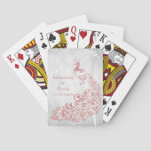 Roze Peacock Leaf Vine Wedding Favor Card Deck Pokerkaarten (Achterkant)