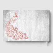 Roze Peacock Leaf Vine Wedding Guestbook Gastenboek (Achterkant)
