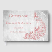 Roze Peacock Leaf Vine Wedding Guestbook Gastenboek (Voorkant)