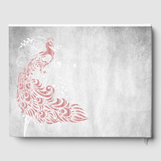 Roze Peacock Leaf Vine Wedding Guestbook Gastenboek (Achterkant)