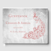 Roze Peacock Leaf Vine Wedding Guestbook Gastenboek (Voorkant)