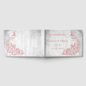 Roze Peacock Leaf Vine Wedding Guestbook Gastenboek (Volledig)