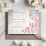 Roze Peacock Leaf Vine Wedding Uitnodiging<br><div class="desc">Nodig gasten uit voor uw aanstaande bruiloft met een Pink Peacock Leaf Vine Wedding Invitation. Het uitnodigingsontwerp beschikt over een lichtgrijze grunge-achtergrond met een levendige roze pauw met een verfraaiing van een bladwijnstok. Personaliseer met de namen van de bruidegom en de bruid, samen met de trouwdatum en locatie. Extra bruiloft...</div>