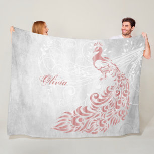 Roze Peacock op maat Fleece Deken