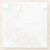 Roze Peacock op maat Glazen Onderzetter (Achterkant)