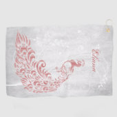 Roze Peacock op maat Golfhanddoek (Horizontaal)