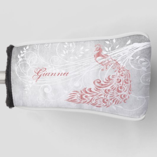 Roze Peacock op maat Golfheadcover (Voorkant)