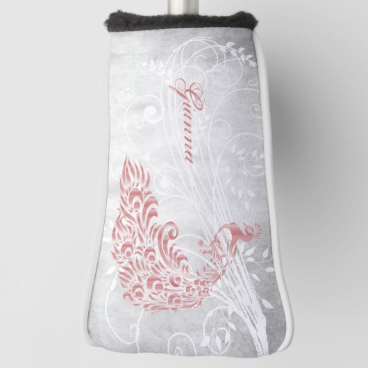 Roze Peacock op maat Golfheadcover (Draai 90)