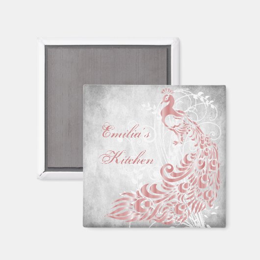 Roze Peacock op maat Magneet (Voorkant / Achterkant)