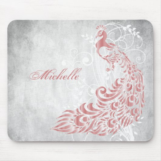 Roze Peacock op maat Muismat (Voorkant)