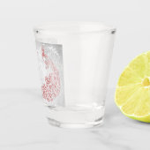 Roze Peacock op maat Shot Glas (Rechts)