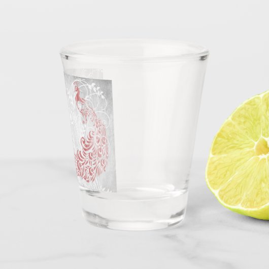 Roze Peacock op maat Shot Glas (Rechts)