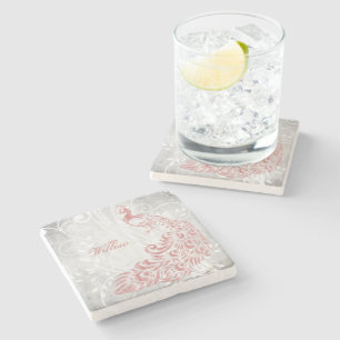 Roze Peacock op maat Stenen Onderzetter