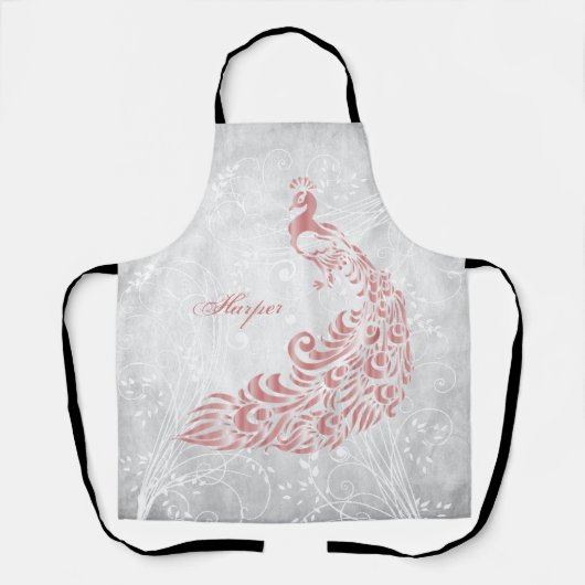 Roze Peacock personaliseer Schort afdrukken (Voorkant)