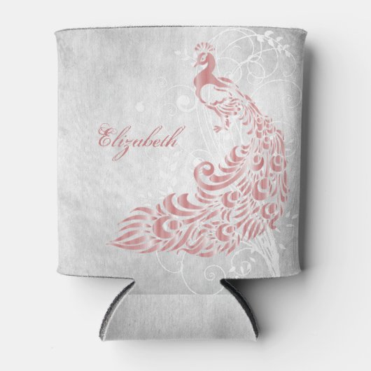 Roze Peacock Persoonlijke Koelbox Blikjeskoeler (Voorkant)