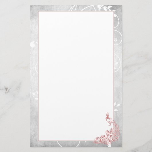 Roze Peacock Stationery Briefpapier (Achterkant)