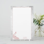 Roze Peacock Stationery Briefpapier (Staand voorkant)