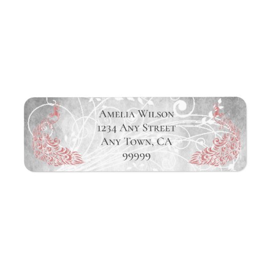 Roze Peacocks adreslabel Etiket (Voorkant)