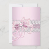 Roze Pearl Bow Cross Heilige Communie of Baptisme Kaart (Achterkant)