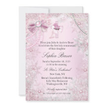 Roze Pearl Bow Cross Heilige Communie of Baptisme