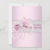 Roze Pearl Bow Cross Heilige Communie of Baptisme Kaart (Achterkant)