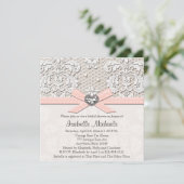 Roze Pearl Lace Diamond Bridal Shower Invitations Kaart (Staand voorkant)