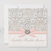 Roze Pearl Lace Diamond Bridal Shower Invitations Kaart (Achterkant)