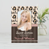Roze Pearl Leopard Print Sweet 16 Kaart (Staand voorkant)