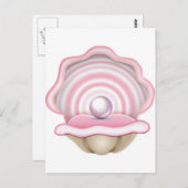 Roze Pearl Oyster Briefkaart (Voorkant / Achterkant)
