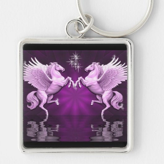 Roze Pegasus Reflectie Sleutelhanger (Voorkant)