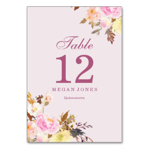 Roze pekel Elegant Quinceanera Table Number Kaart