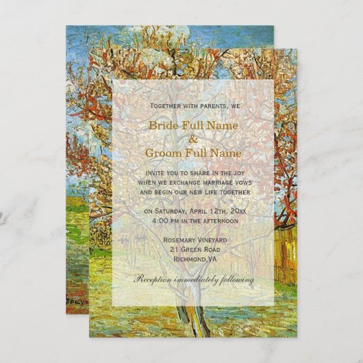 Roze pekelboom in Blossom bruiloft-uitnodigingen Kaart (Voorkant / Achterkant)