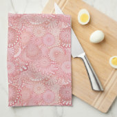 Roze, pekelvormig patroon theedoek (Quarter Fold)