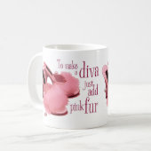 Roze pelsbontpannen koffiemok (Voorkant links)
