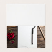 roze pen en papier visitekaartje (Buitenkant ongevouwen)