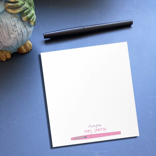 Roze pen | Opmerking van | Notitieblok leraar