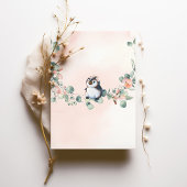 Roze Penguin Baby shower Girl Kaart