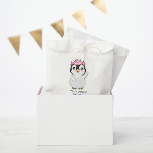 Roze Penguin Favor Bag,  weggeeftas Bedankzakje (Feest)