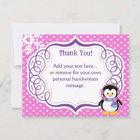 Roze Penguin - Hartelijk dank Bedankkaart (Voorkant)