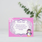Roze Penguin - Hartelijk dank Bedankkaart (Staand voorkant)
