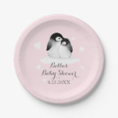 Roze Penguin Papier Borden Papieren Bordje (Voorkant)