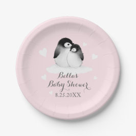 Roze Penguin Papier Borden Papieren Bordje