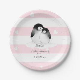 Roze Penguin Papier Borden Papieren Bordje
