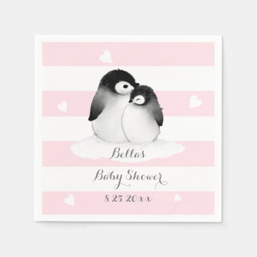 Roze Penguin Papieren servetten (Voorkant)