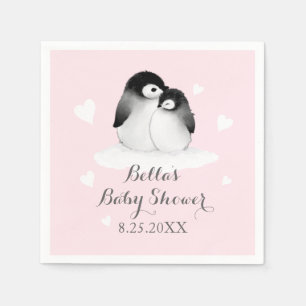 Roze Penguin Papieren servetten