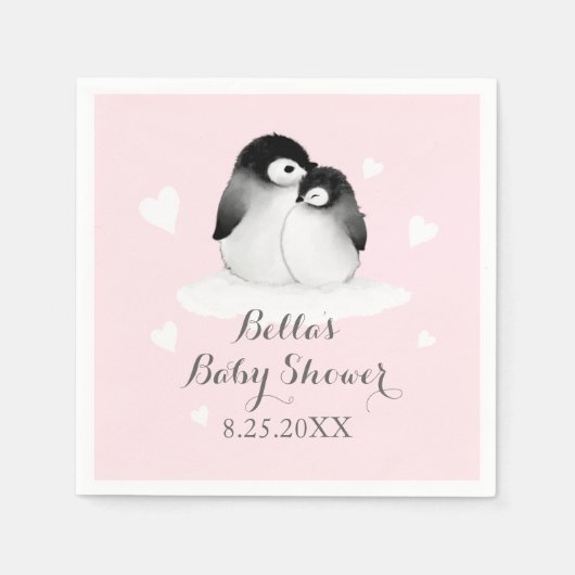 Roze Penguin Papieren servetten (Voorkant)