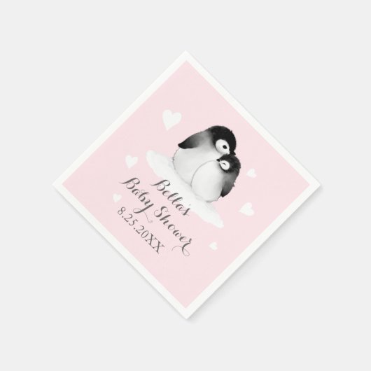 Roze Penguin Papieren servetten (Hoek)