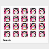 Roze Penguin Party Stickers (Vel)