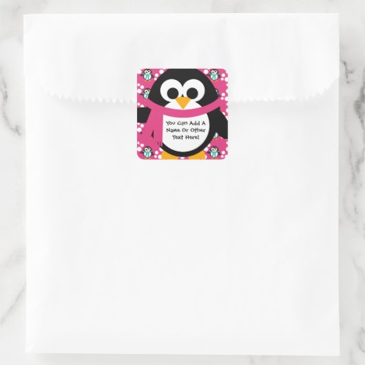Roze Penguin Party Stickers (Tas)